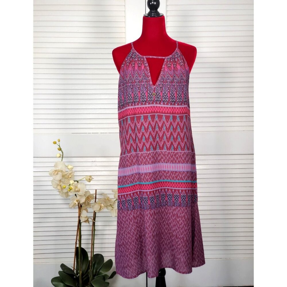 Prana Women's Black Cherry Laurel Nari  Tribal Pattern Dress Size X-Small 1533 - Picture 2 of 9